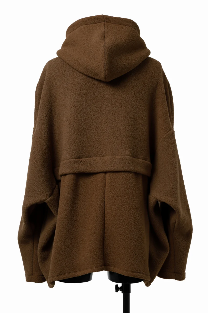 A.F ARTEFACT SHERPA ZIP HOODED JACKET (BROWN) - Image 4