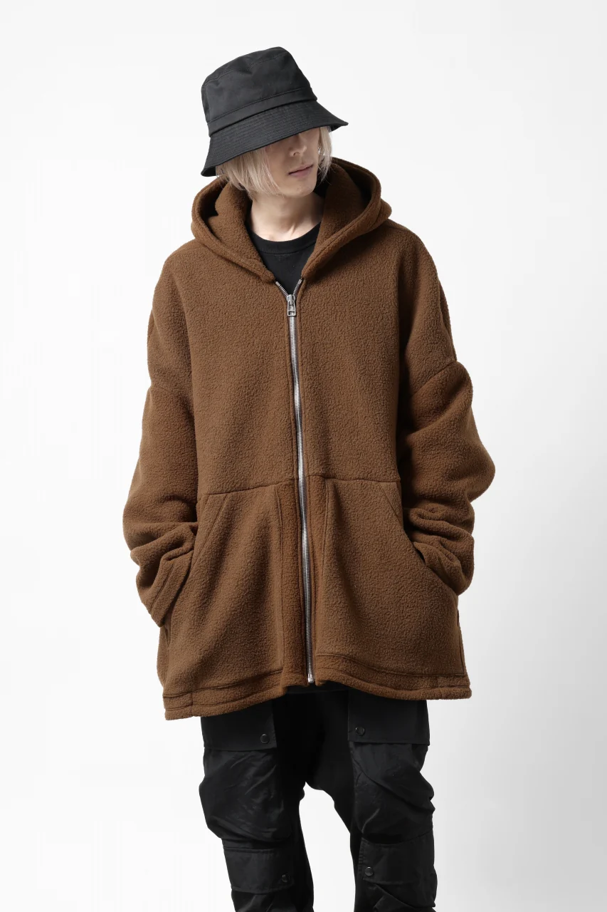 A.F ARTEFACT SHERPA ZIP HOODED JACKET (BROWN) - Image 8