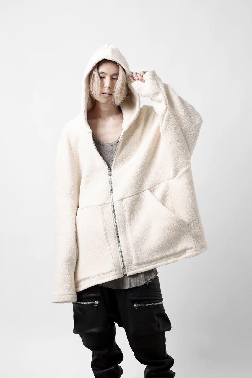 A.F ARTEFACT SHERPA ZIP HOODED JACKET (IVORY) - Image 23