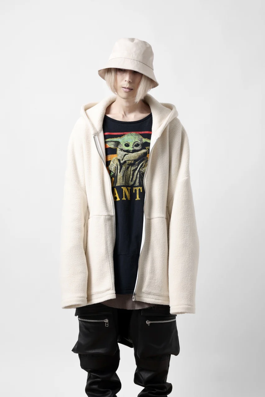 A.F ARTEFACT SHERPA ZIP HOODED JACKET (IVORY) - Image 24