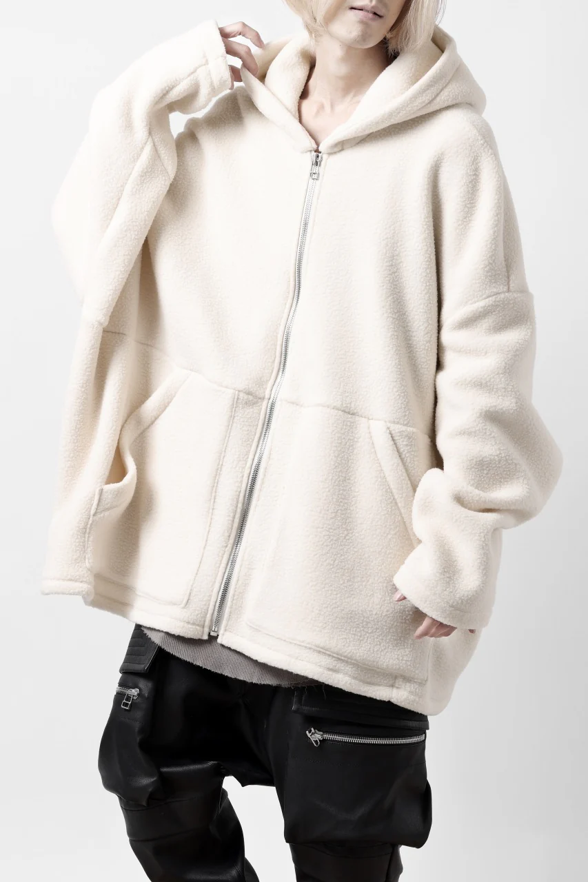 A.F ARTEFACT SHERPA ZIP HOODED JACKET (IVORY) - Image 3