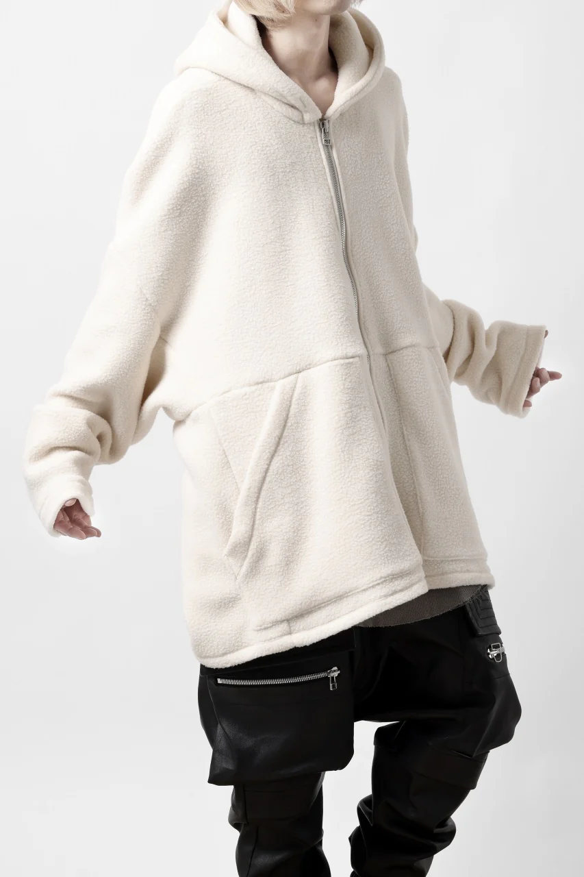 A.F ARTEFACT SHERPA ZIP HOODED JACKET (IVORY) - Image 4