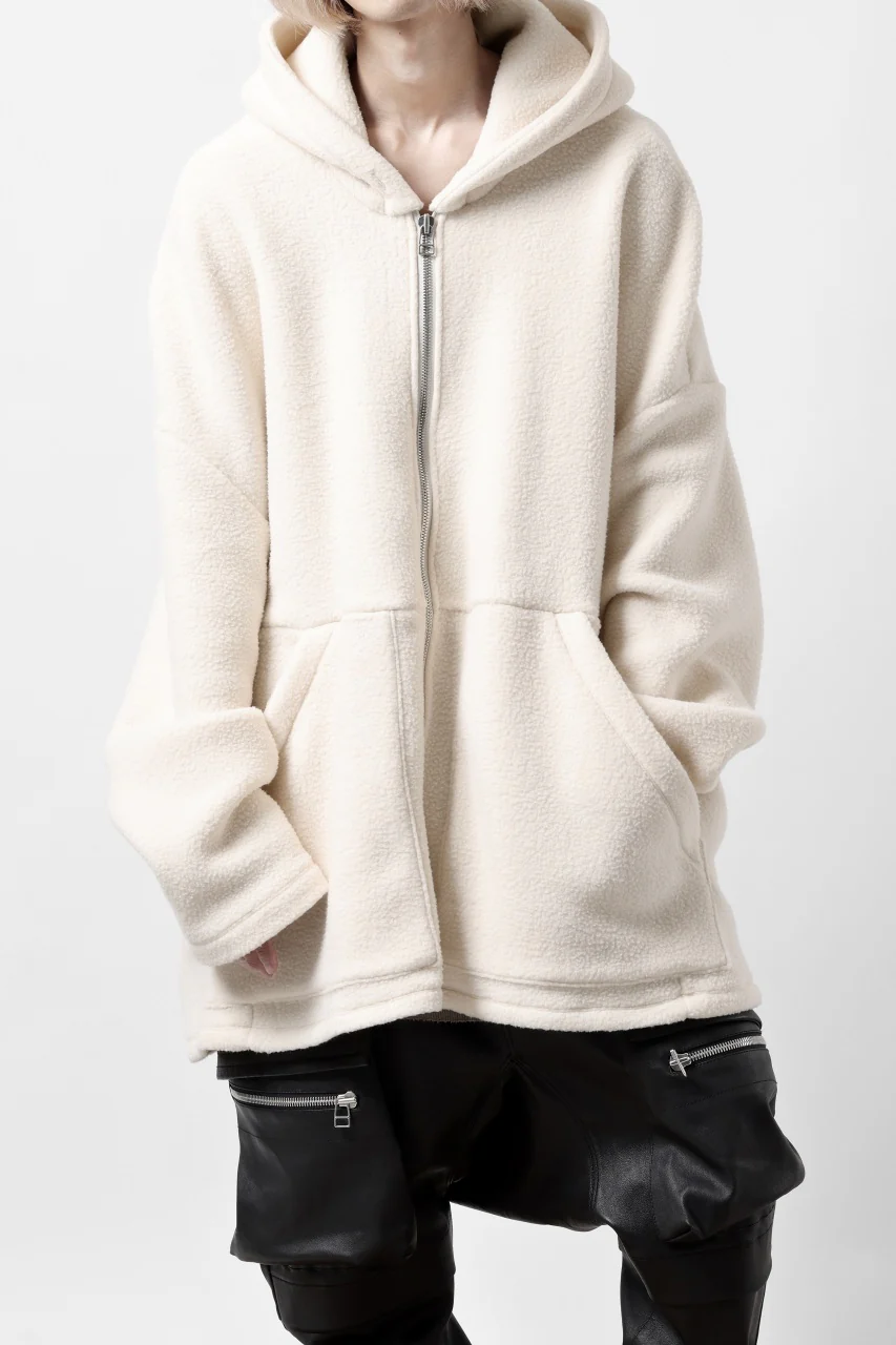 A.F ARTEFACT SHERPA ZIP HOODED JACKET (IVORY) - Image 5