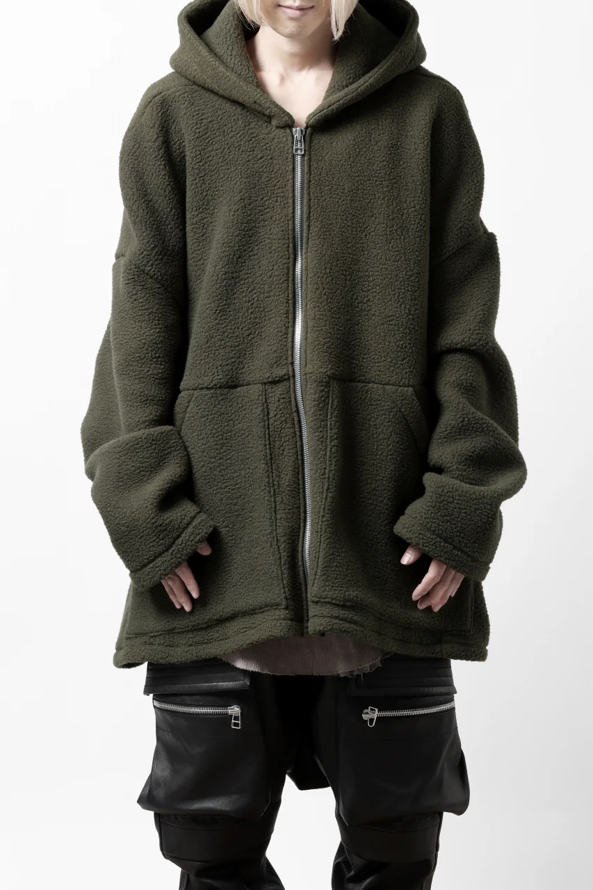 A.F ARTEFACT SHERPA ZIP HOODED JACKET (KHAKI) - Image 2