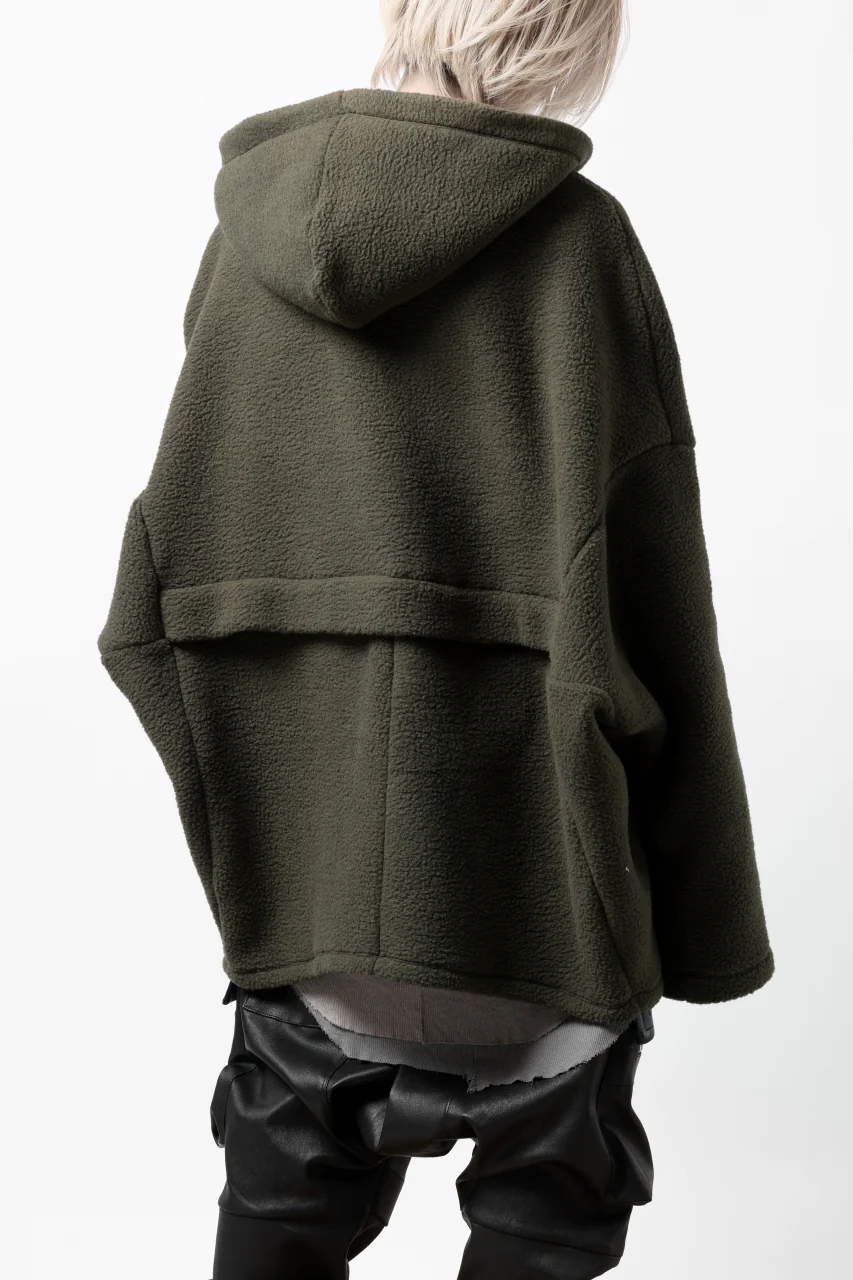 A.F ARTEFACT SHERPA ZIP HOODED JACKET (KHAKI) - Image 4