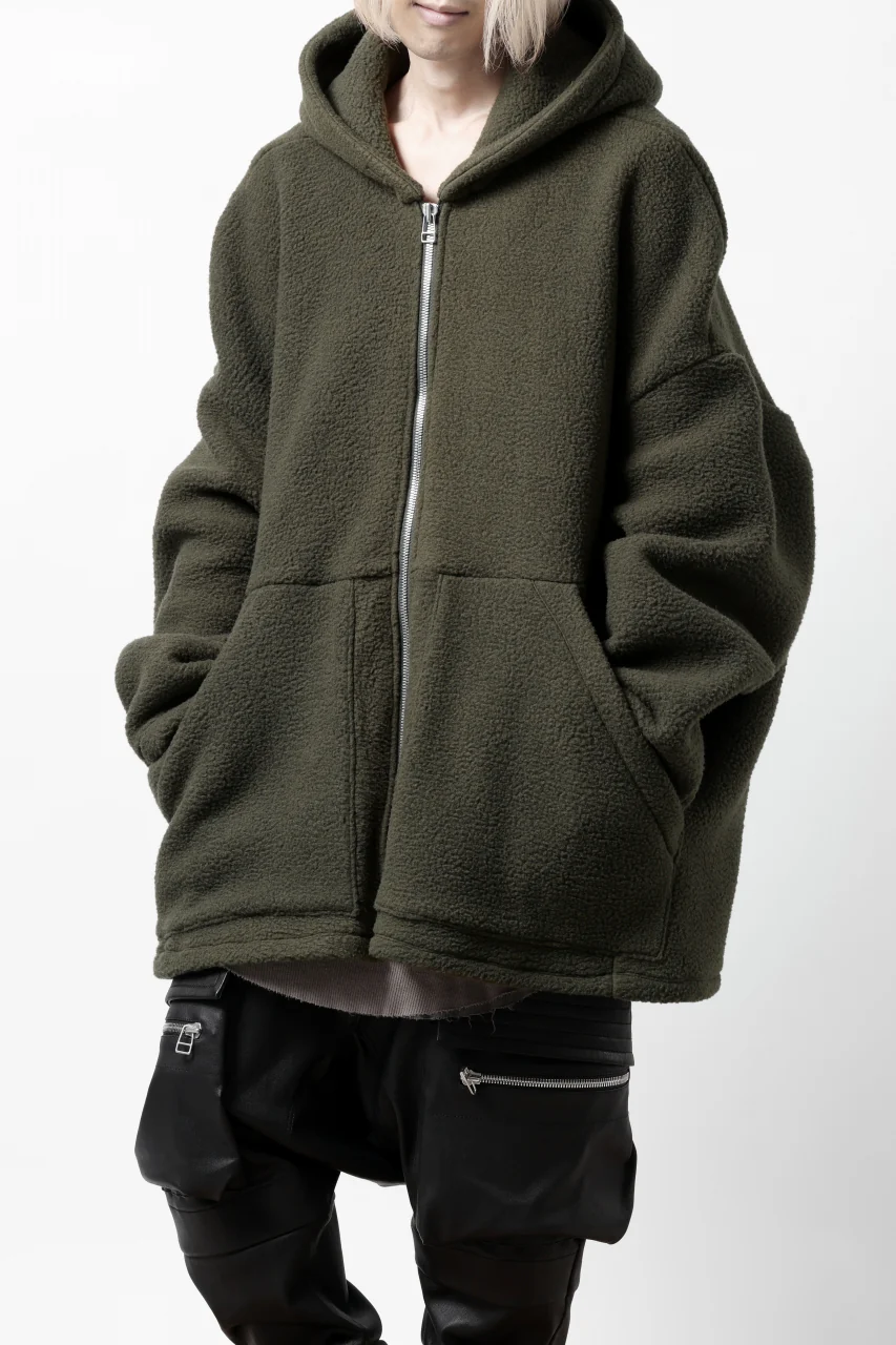 A.F ARTEFACT SHERPA ZIP HOODED JACKET (KHAKI) - Image 5