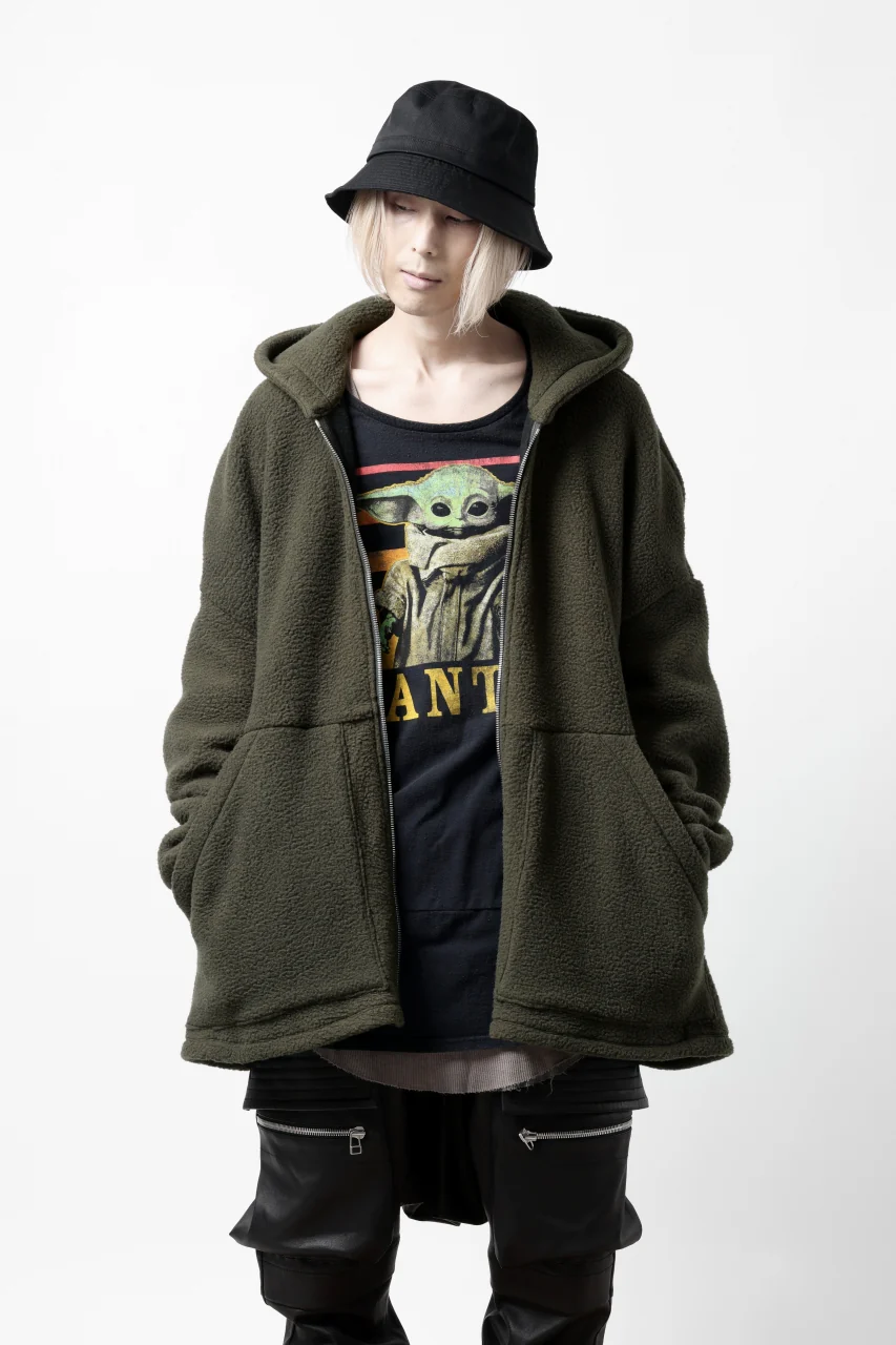 A.F ARTEFACT SHERPA ZIP HOODED JACKET (KHAKI) - Image 7