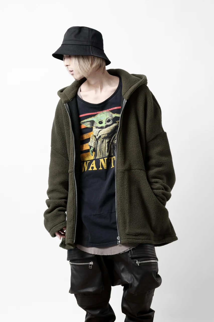 A.F ARTEFACT SHERPA ZIP HOODED JACKET (KHAKI) - Image 8