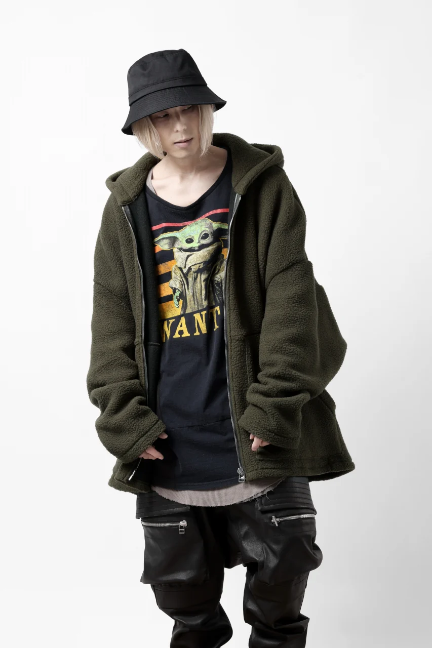 A.F ARTEFACT SHERPA ZIP HOODED JACKET (KHAKI) - Image 9