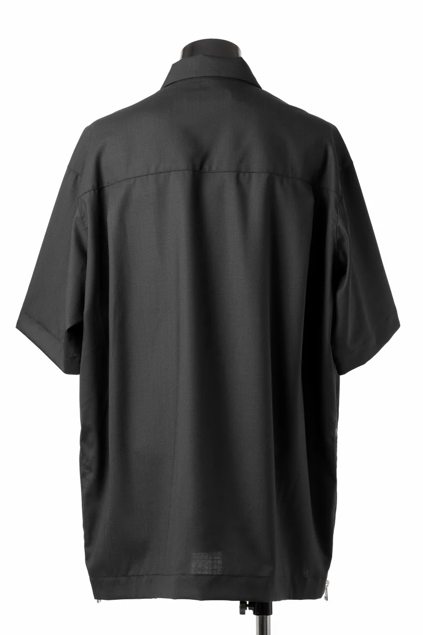 A.F ARTEFACT SIDE ZIP HALF PULOVER SHIRT / TROPICAL WOOL (BLACK) - Image 4