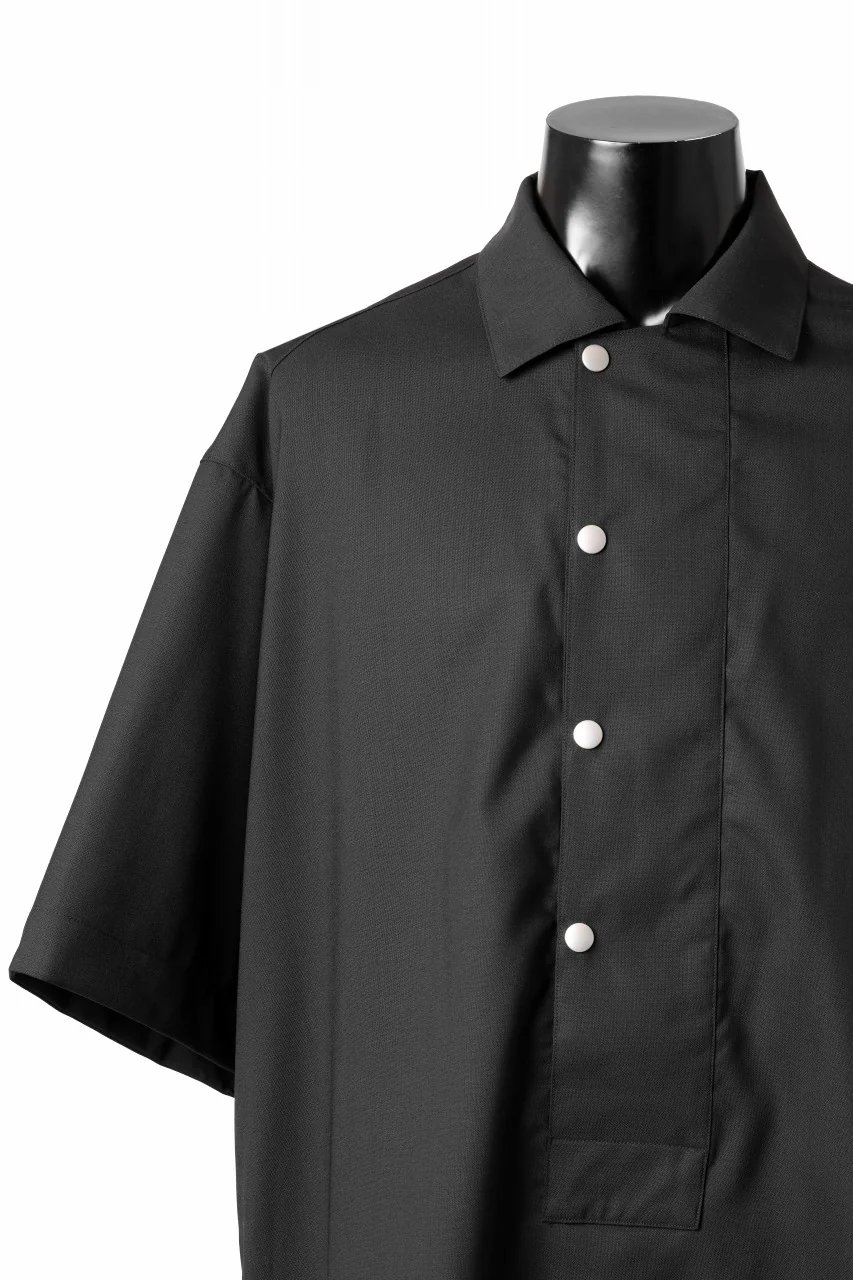 A.F ARTEFACT SIDE ZIP HALF PULOVER SHIRT / TROPICAL WOOL (BLACK) - Image 5