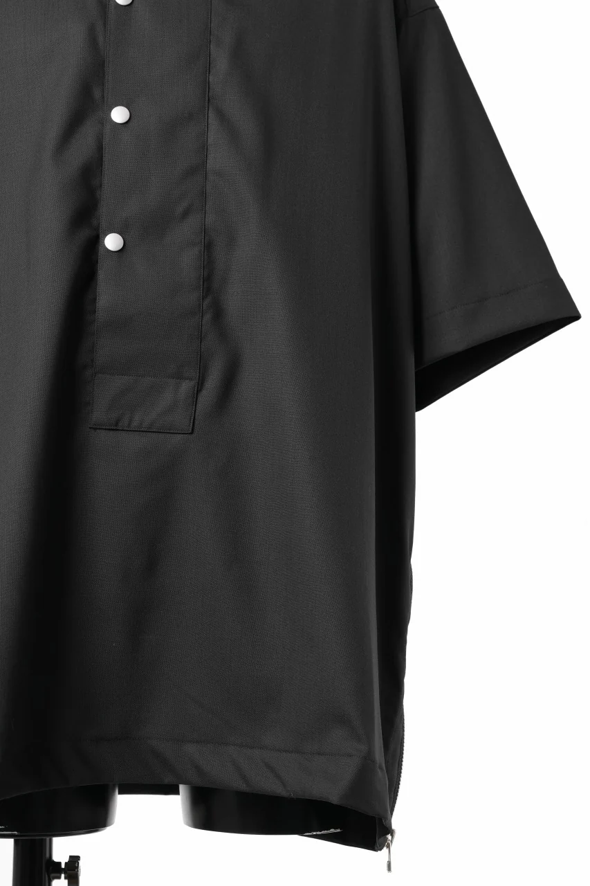 A.F ARTEFACT SIDE ZIP HALF PULOVER SHIRT / TROPICAL WOOL (BLACK) - Image 6
