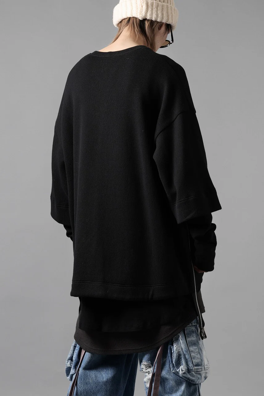 A.F ARTEFACT SIDE ZIP LAYERED PULLOVER / RIB KNIT JERSEY (BLACK) - Image 16