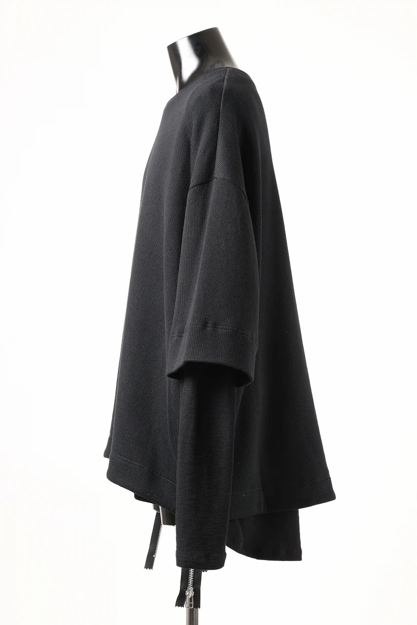 A.F ARTEFACT SIDE ZIP LAYERED PULLOVER / RIB KNIT JERSEY (BLACK) - Image 4