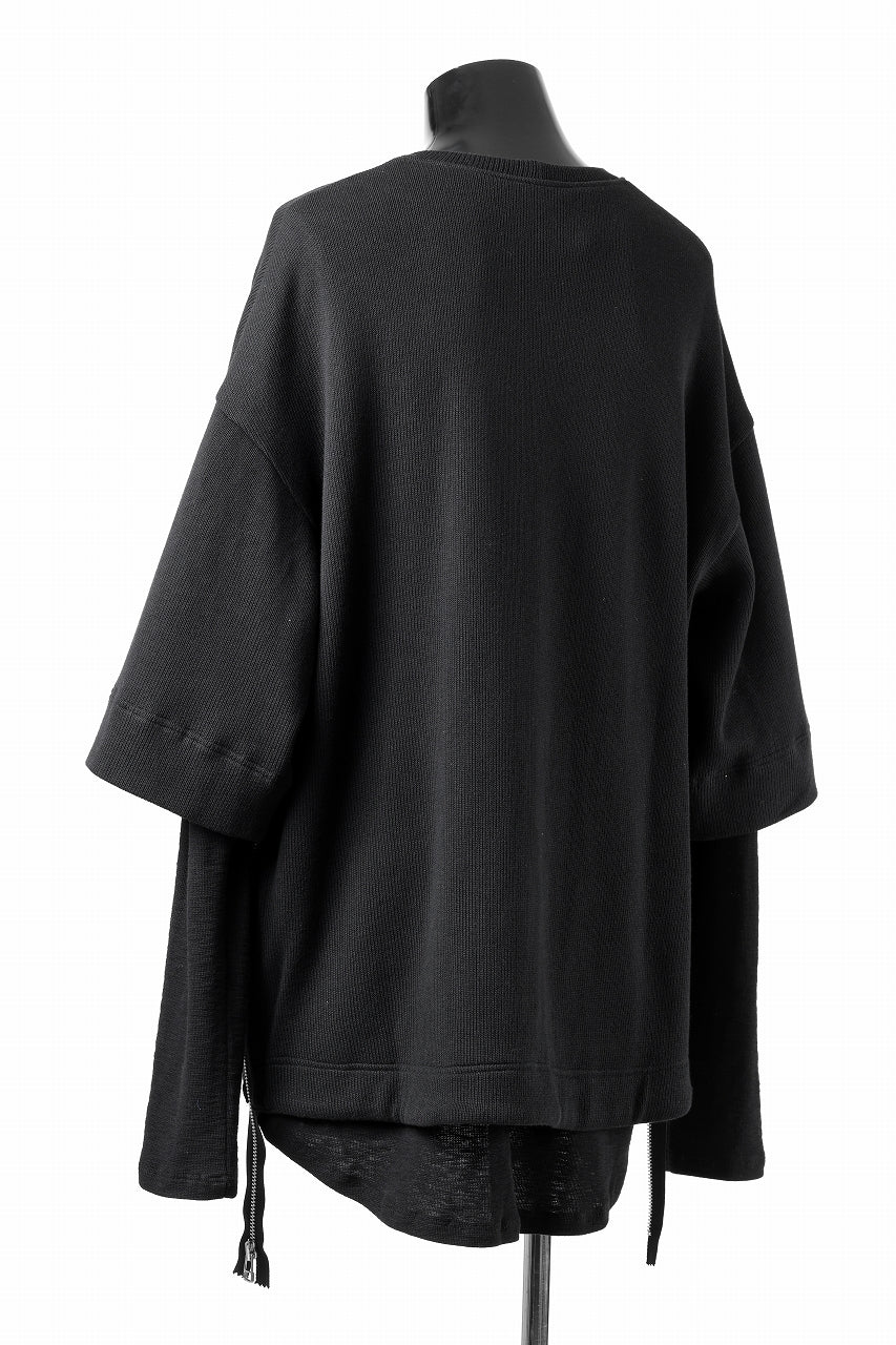 A.F ARTEFACT SIDE ZIP LAYERED PULLOVER / RIB KNIT JERSEY (BLACK) - Image 5