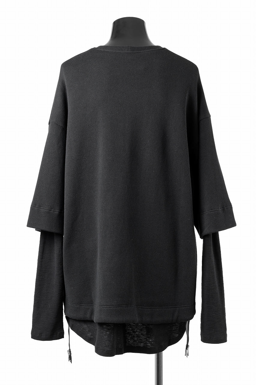 A.F ARTEFACT SIDE ZIP LAYERED PULLOVER / RIB KNIT JERSEY (BLACK) - Image 6