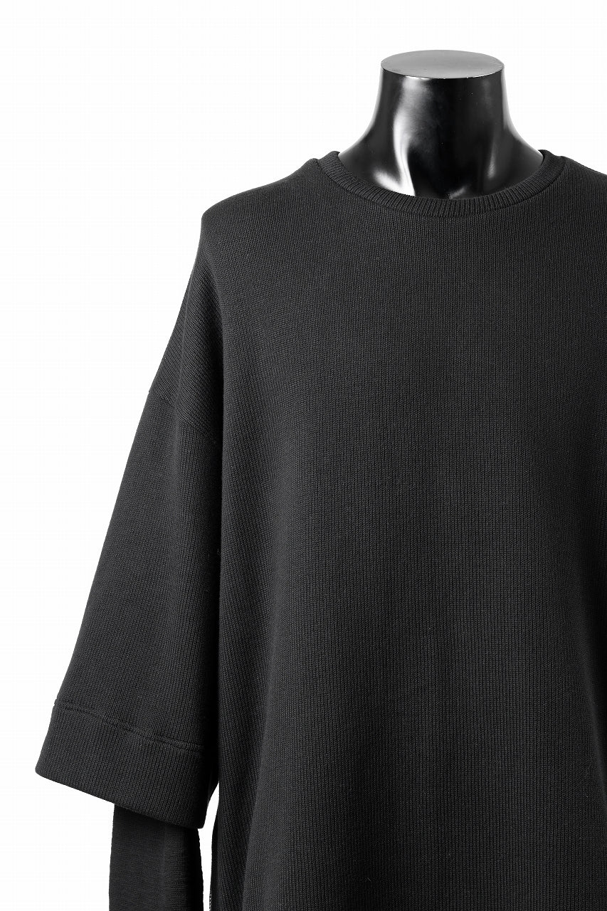 A.F ARTEFACT SIDE ZIP LAYERED PULLOVER / RIB KNIT JERSEY (BLACK) - Image 7