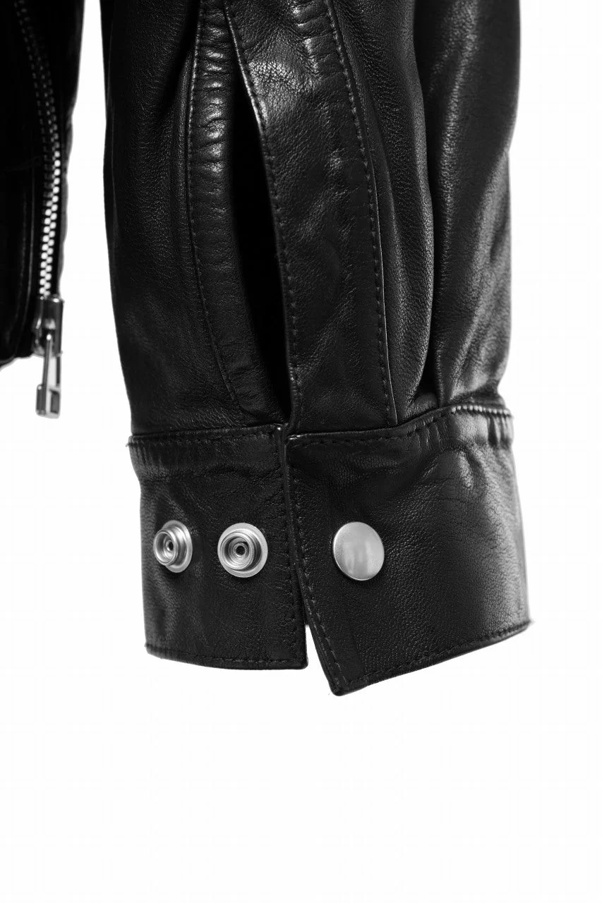 A.F ARTEFACT SNAPPED COCOON SHIRT-JACKET / SOFT GOAT LEATHER (BLACK) - Image 42