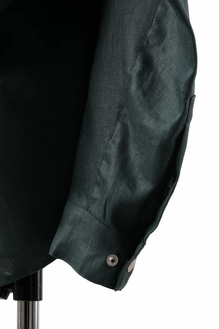 A.F ARTEFACT SNAPPED COCOON SHIRT / LINEN TWILL (GREEN) - Image 14