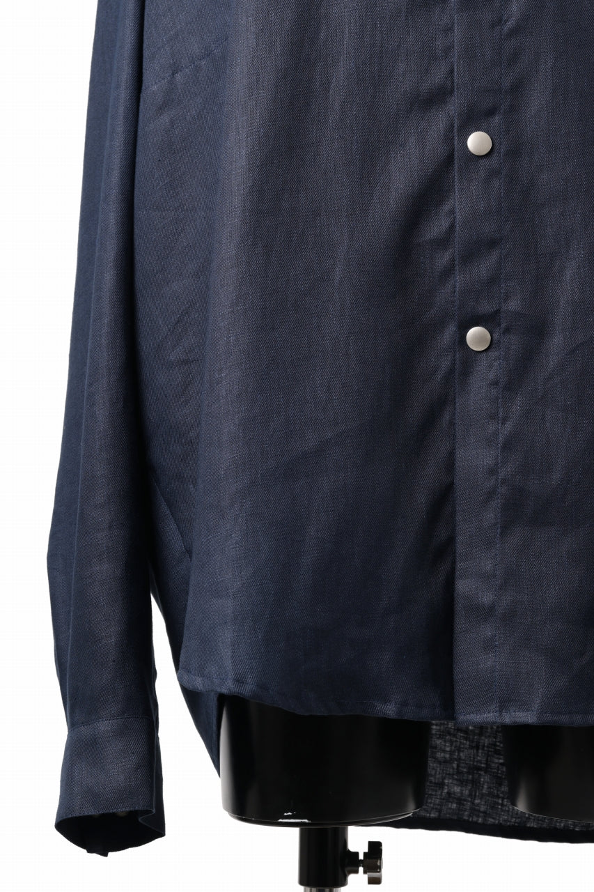 A.F ARTEFACT SNAPPED COCOON SHIRT / LINEN TWILL (NAVY) - Image 10