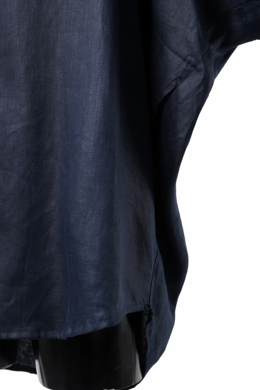A.F ARTEFACT SNAPPED COCOON SHIRT / LINEN TWILL (NAVY) - Image 8