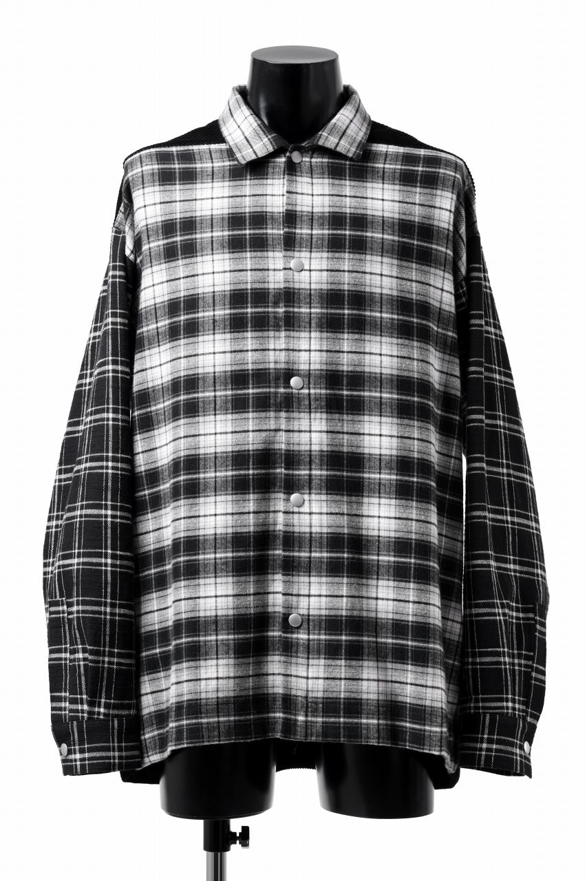 A.F ARTEFACT SNAPPED OVER SHIRT / CHECK x CORDUROY COMBI (BLACK)