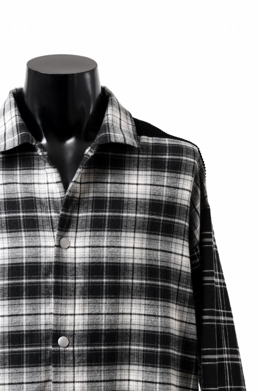 A.F ARTEFACT SNAPPED OVER SHIRT / CHECK x CORDUROY COMBI (BLACK) - Image 10