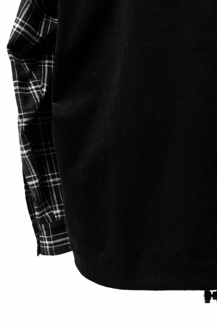 A.F ARTEFACT SNAPPED OVER SHIRT / CHECK x CORDUROY COMBI (BLACK) - Image 13