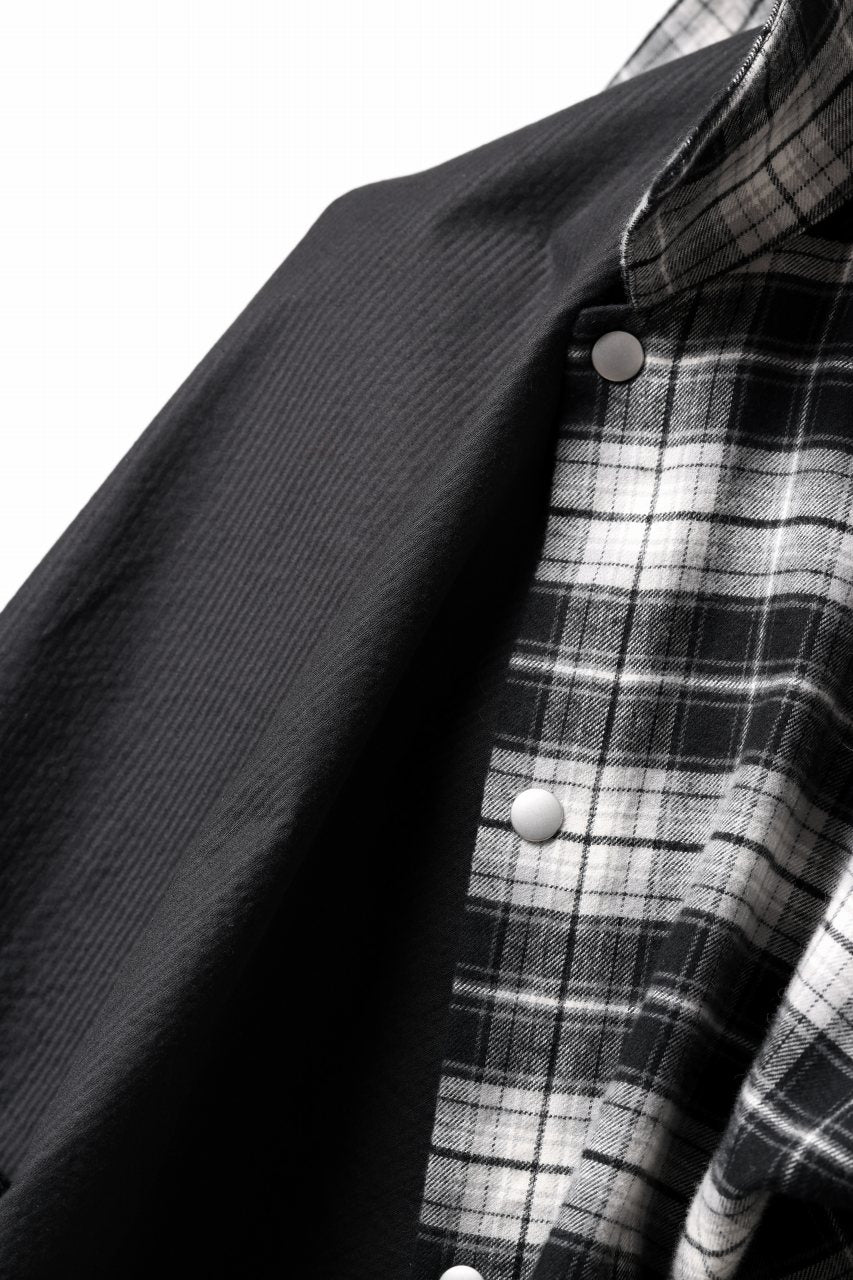 A.F ARTEFACT SNAPPED OVER SHIRT / CHECK x CORDUROY COMBI (BLACK) - Image 14