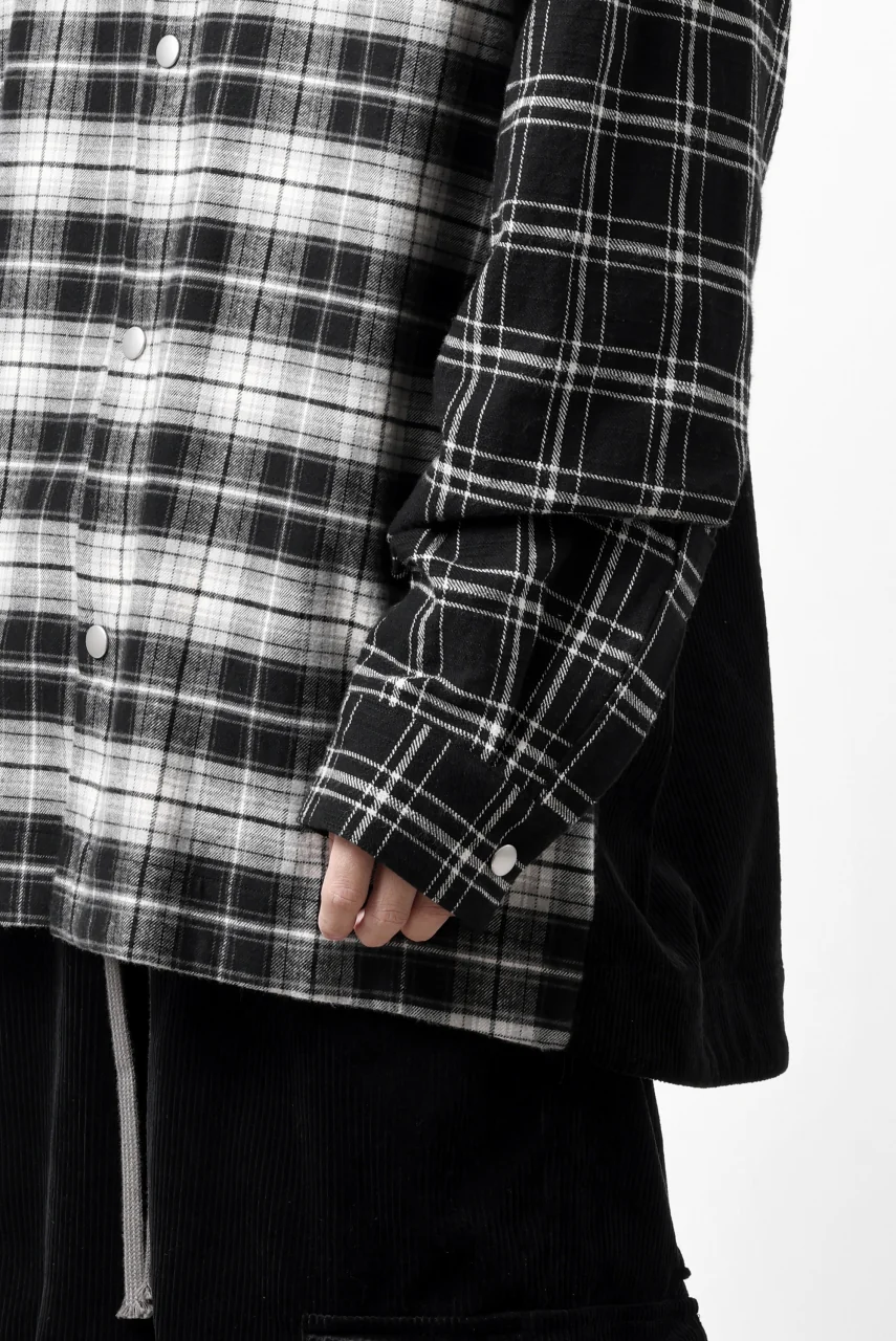 A.F ARTEFACT SNAPPED OVER SHIRT / CHECK x CORDUROY COMBI (BLACK) - Image 29