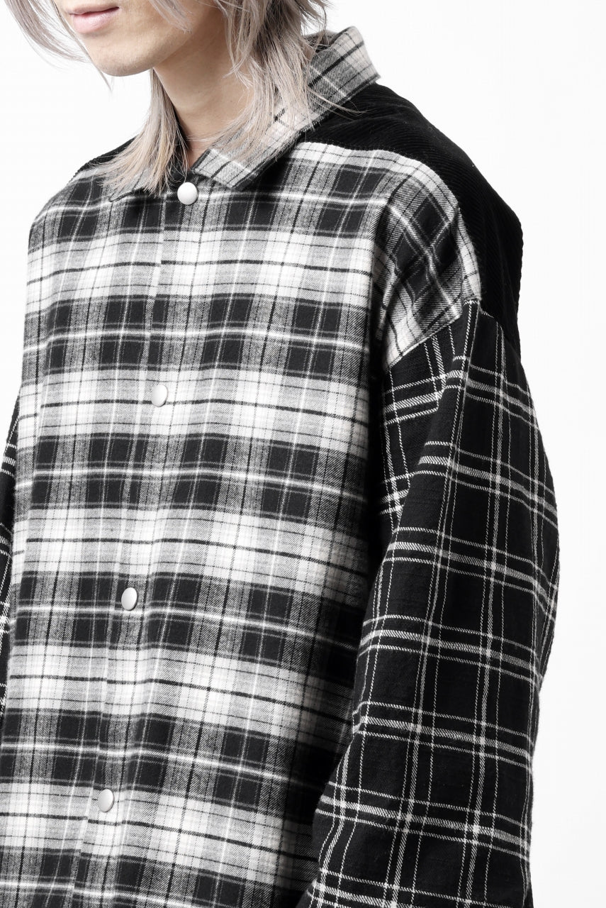 A.F ARTEFACT SNAPPED OVER SHIRT / CHECK x CORDUROY COMBI (BLACK) - Image 30