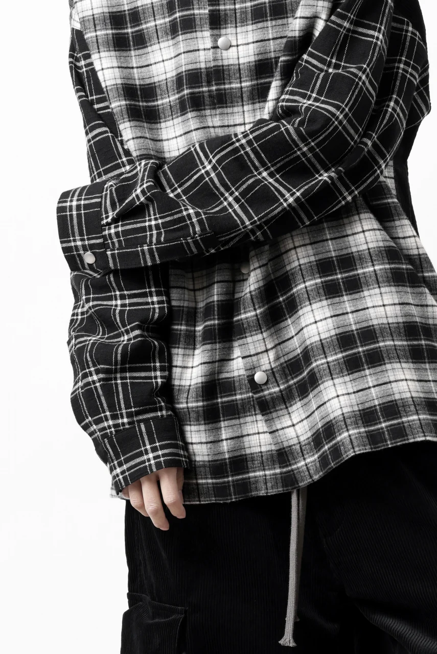 A.F ARTEFACT SNAPPED OVER SHIRT / CHECK x CORDUROY COMBI (BLACK) - Image 31