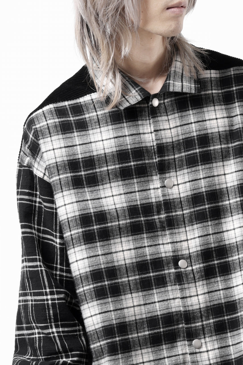 A.F ARTEFACT SNAPPED OVER SHIRT / CHECK x CORDUROY COMBI (BLACK) - Image 34