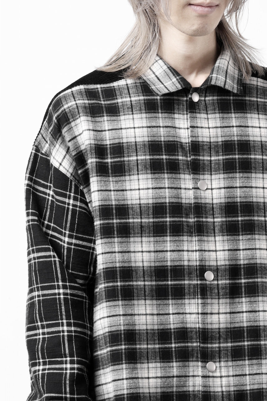 A.F ARTEFACT SNAPPED OVER SHIRT / CHECK x CORDUROY COMBI (BLACK) - Image 35
