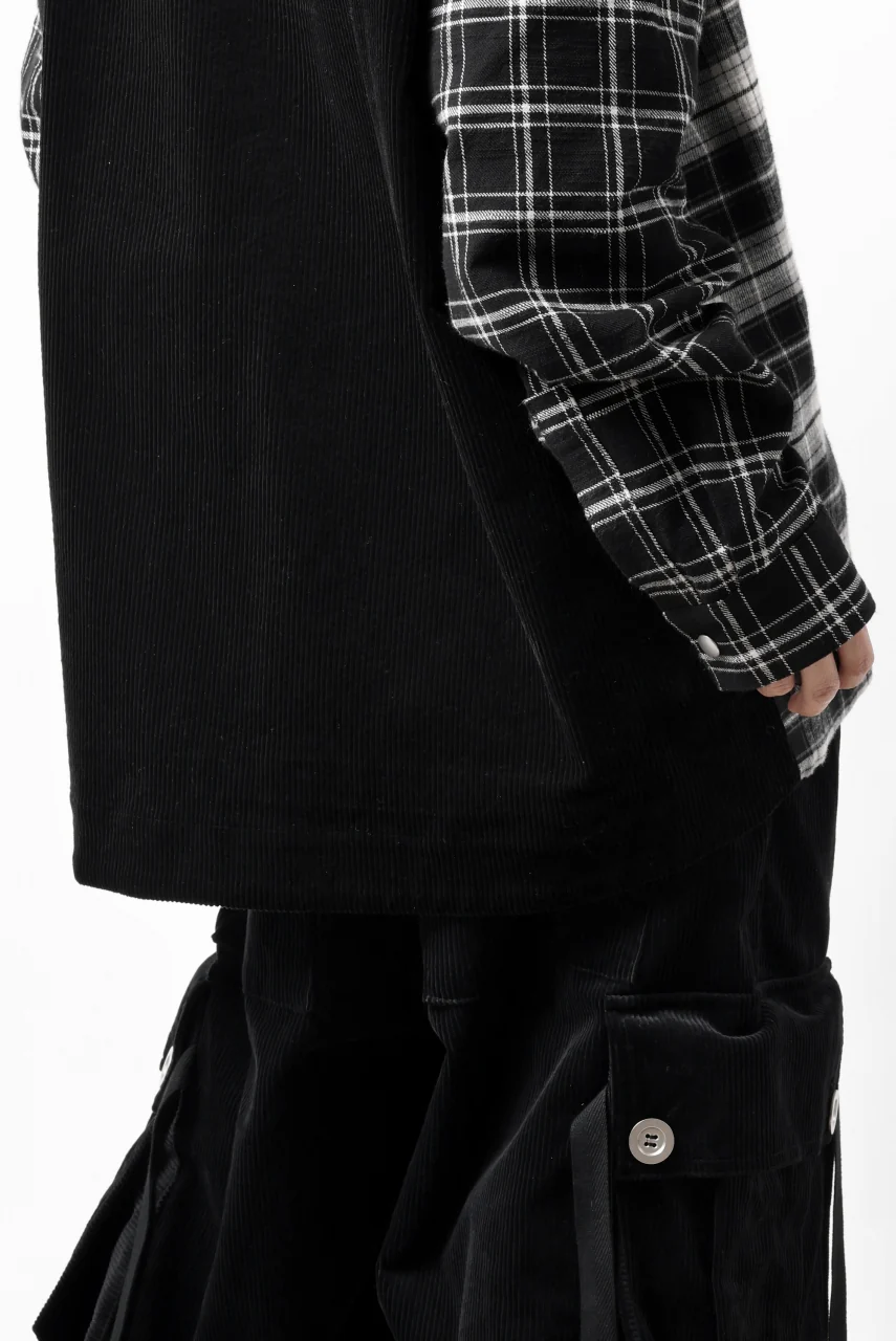 A.F ARTEFACT SNAPPED OVER SHIRT / CHECK x CORDUROY COMBI (BLACK) - Image 36