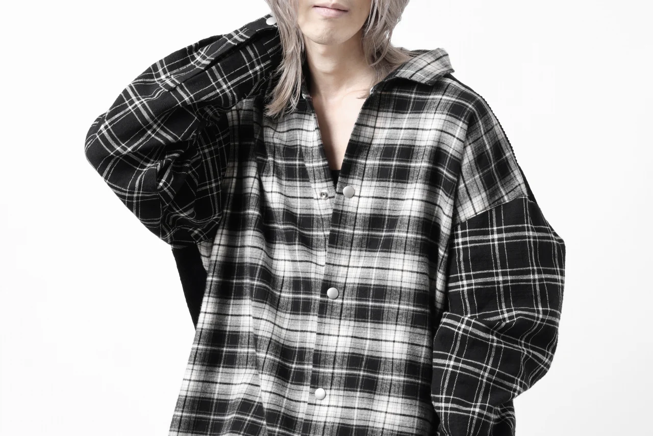 A.F ARTEFACT SNAPPED OVER SHIRT / CHECK x CORDUROY COMBI (BLACK) - Image 38