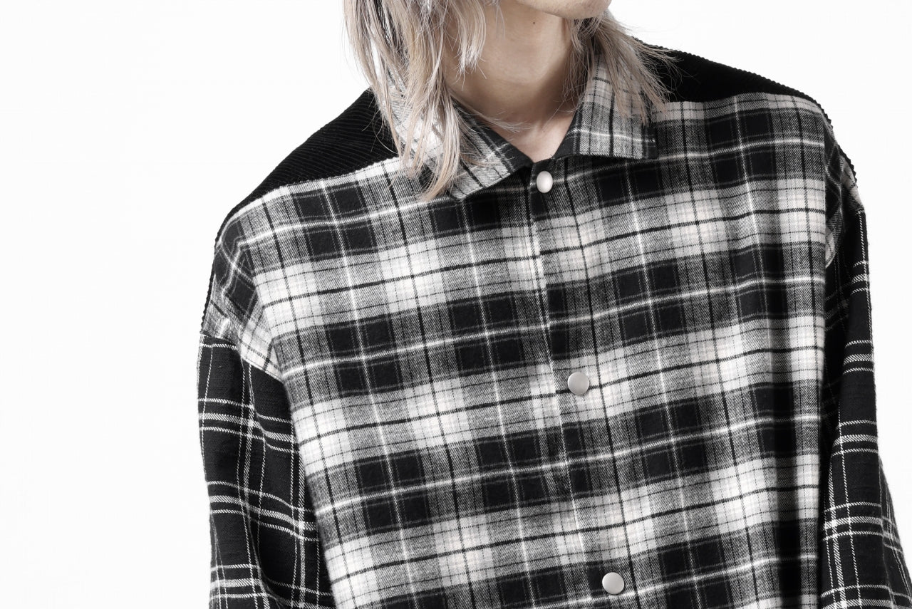 A.F ARTEFACT SNAPPED OVER SHIRT / CHECK x CORDUROY COMBI (BLACK) - Image 39