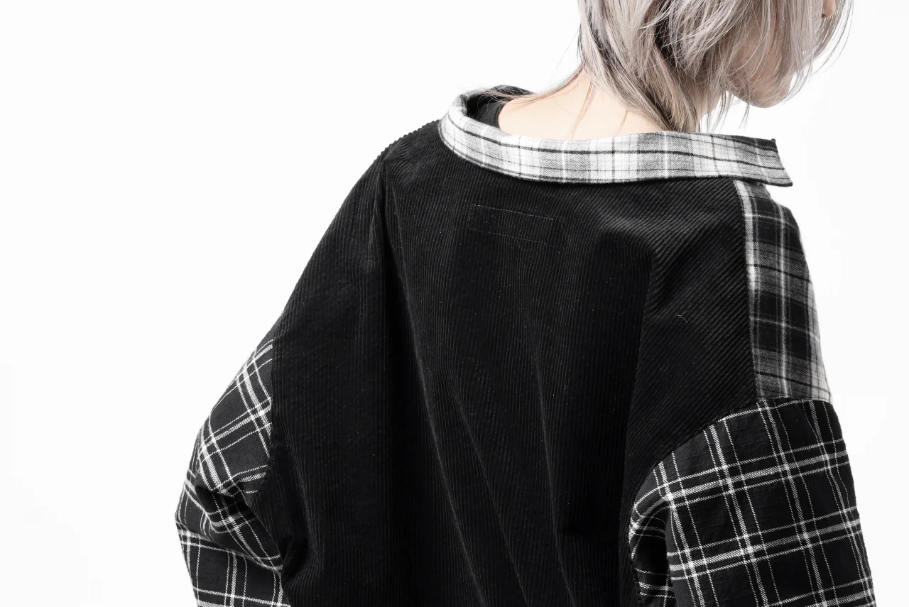 A.F ARTEFACT SNAPPED OVER SHIRT / CHECK x CORDUROY COMBI (BLACK) - Image 40