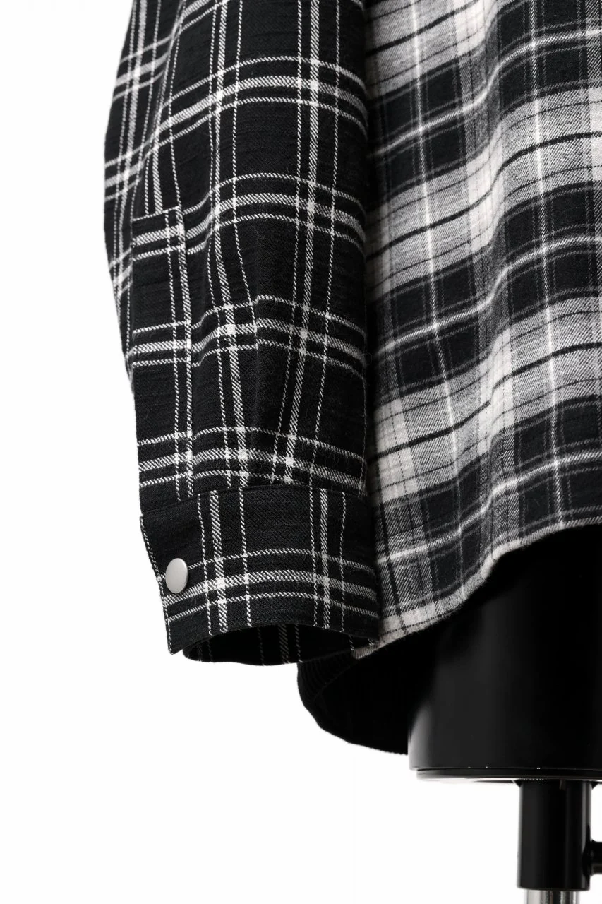 A.F ARTEFACT SNAPPED OVER SHIRT / CHECK x CORDUROY COMBI (BLACK) - Image 9