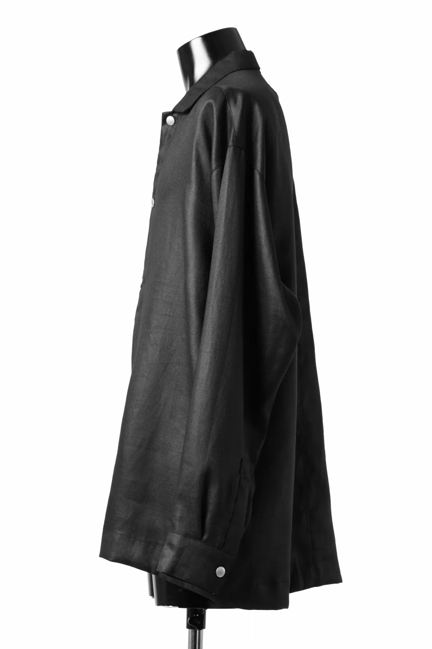 A.F ARTEFACT SNAPPED OVER SHIRT / LINEN TWILL (BLACK) - Image 3