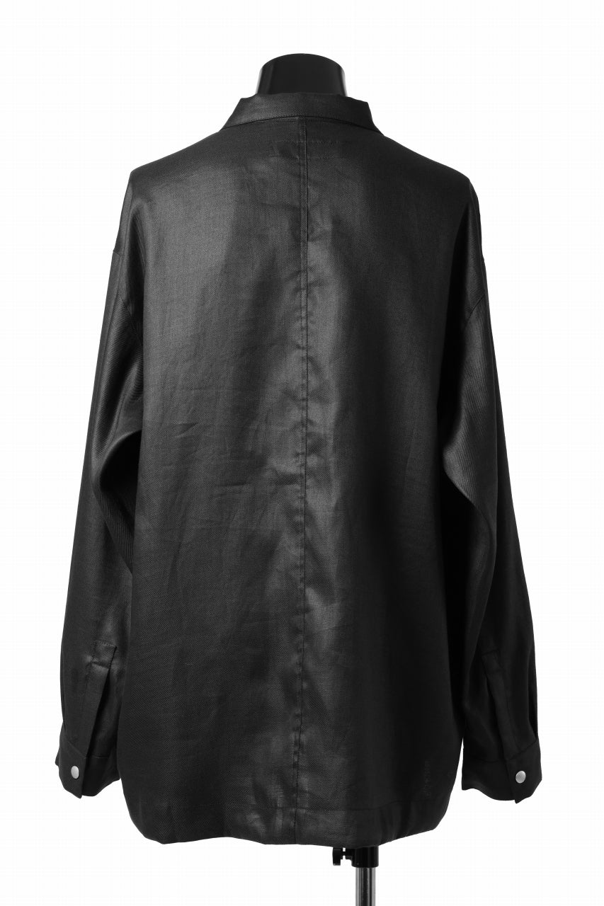A.F ARTEFACT SNAPPED OVER SHIRT / LINEN TWILL (BLACK) - Image 4