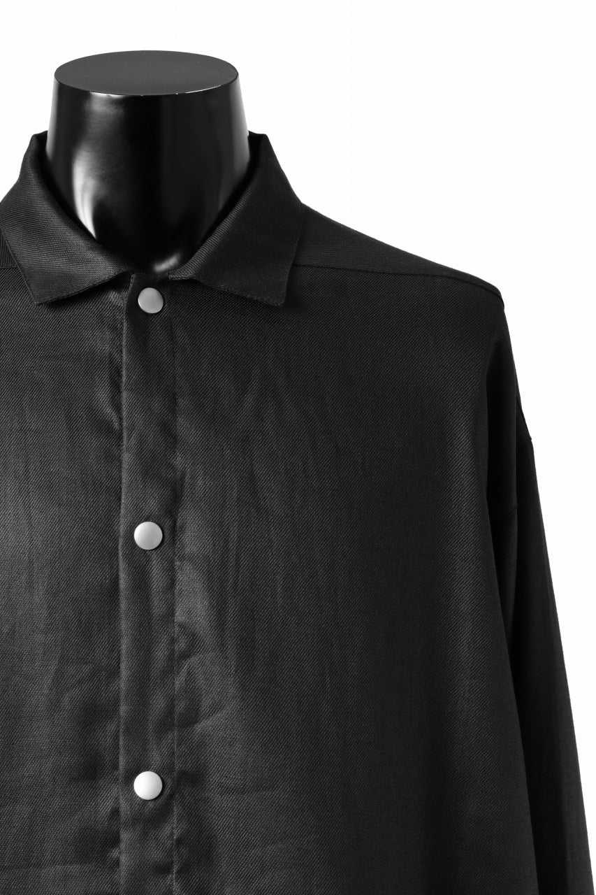A.F ARTEFACT SNAPPED OVER SHIRT / LINEN TWILL (BLACK) - Image 5