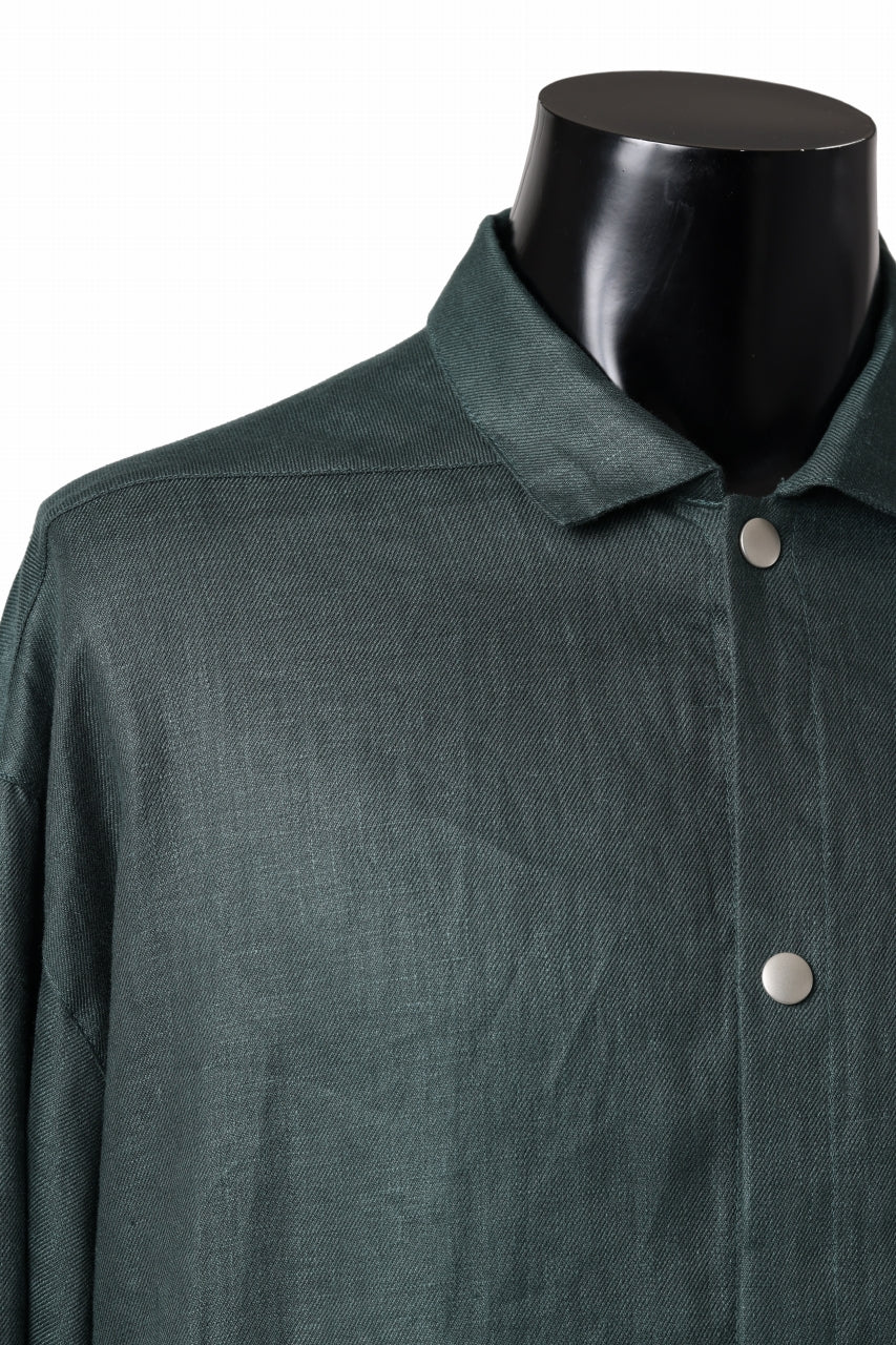A.F ARTEFACT SNAPPED OVER SHIRT / LINEN TWILL (GREEN) - Image 10