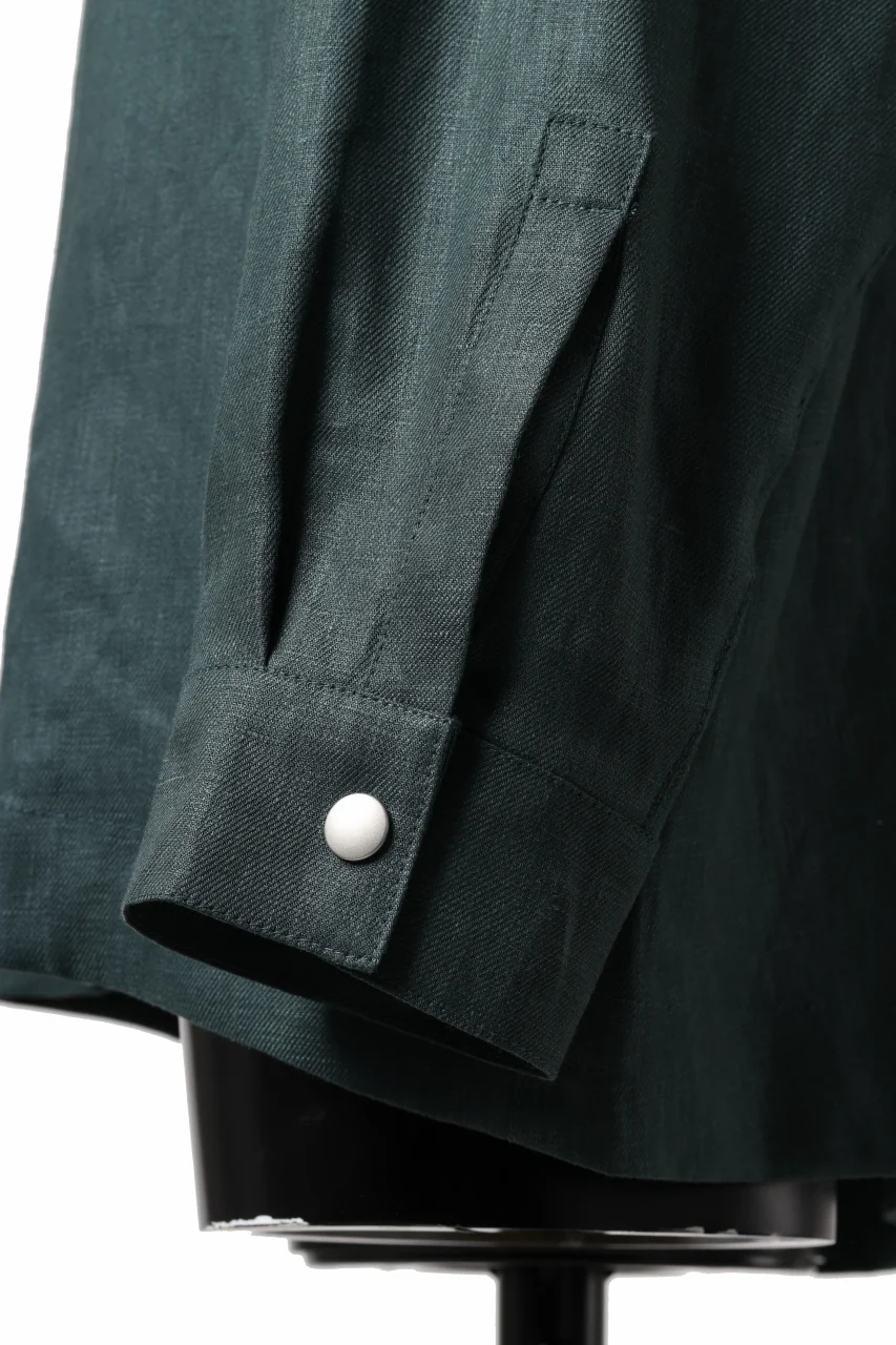 A.F ARTEFACT SNAPPED OVER SHIRT / LINEN TWILL (GREEN) - Image 13