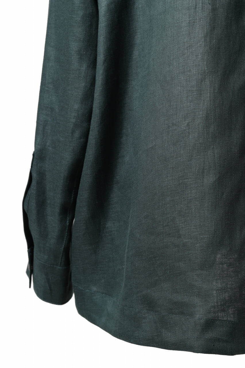 A.F ARTEFACT SNAPPED OVER SHIRT / LINEN TWILL (GREEN) - Image 14