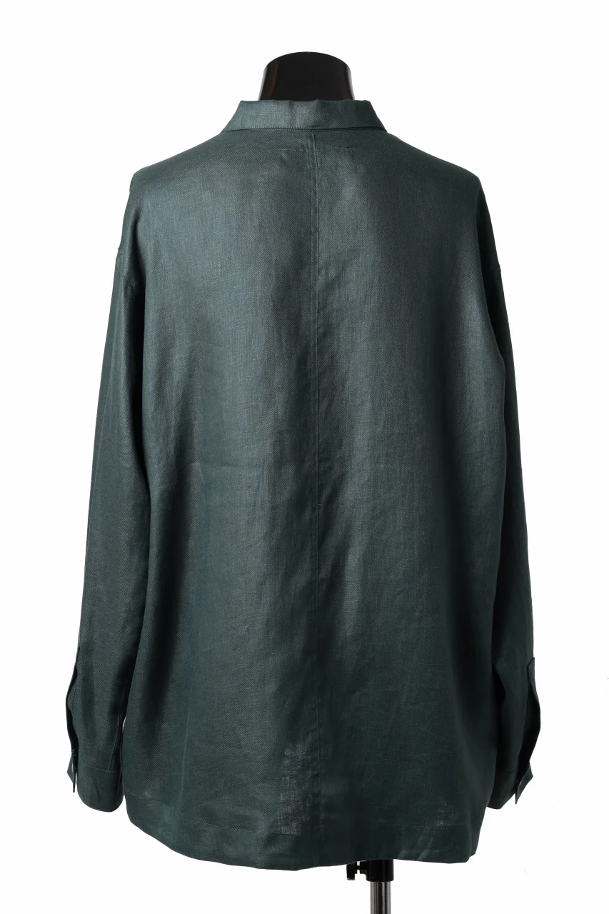 A.F ARTEFACT SNAPPED OVER SHIRT / LINEN TWILL (GREEN) - Image 5