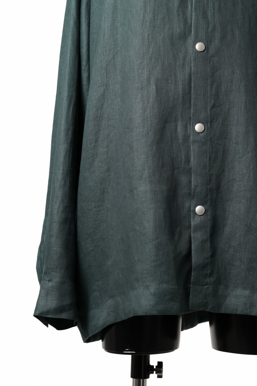 A.F ARTEFACT SNAPPED OVER SHIRT / LINEN TWILL (GREEN) - Image 8