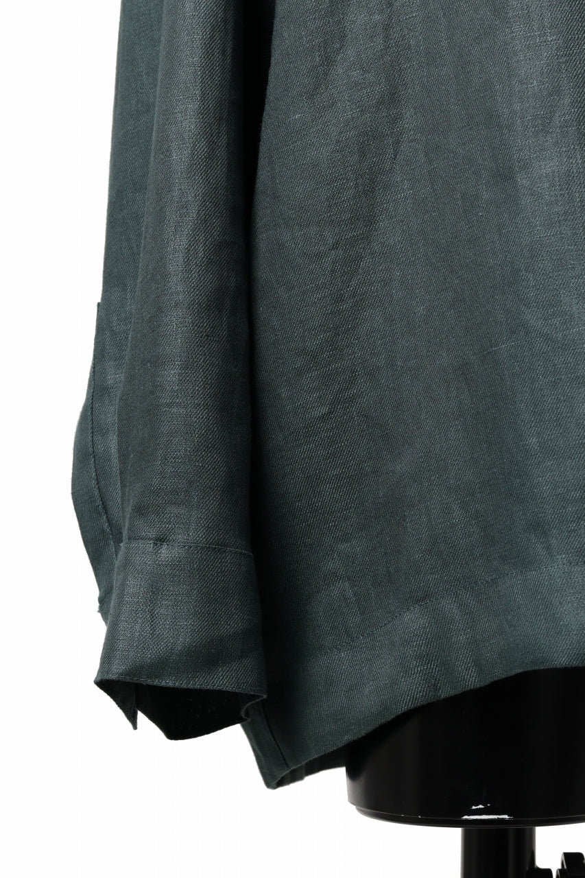 A.F ARTEFACT SNAPPED OVER SHIRT / LINEN TWILL (GREEN) - Image 9