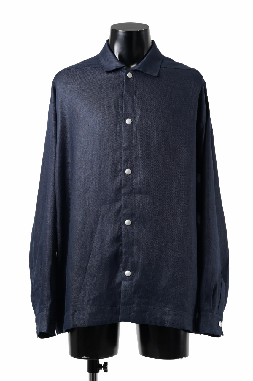 A.F ARTEFACT SNAPPED OVER SHIRT / LINEN TWILL (NAVY)