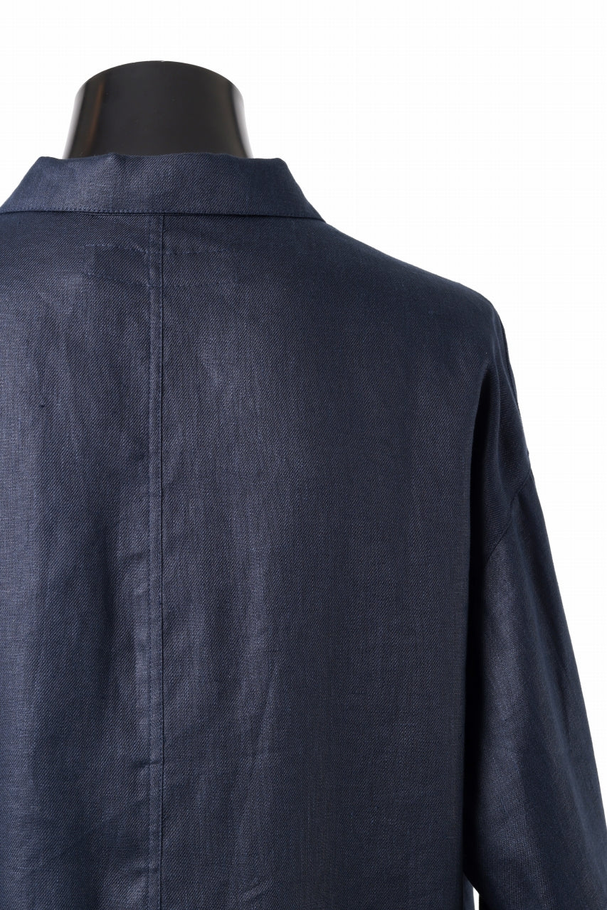 A.F ARTEFACT SNAPPED OVER SHIRT / LINEN TWILL (NAVY) - Image 10